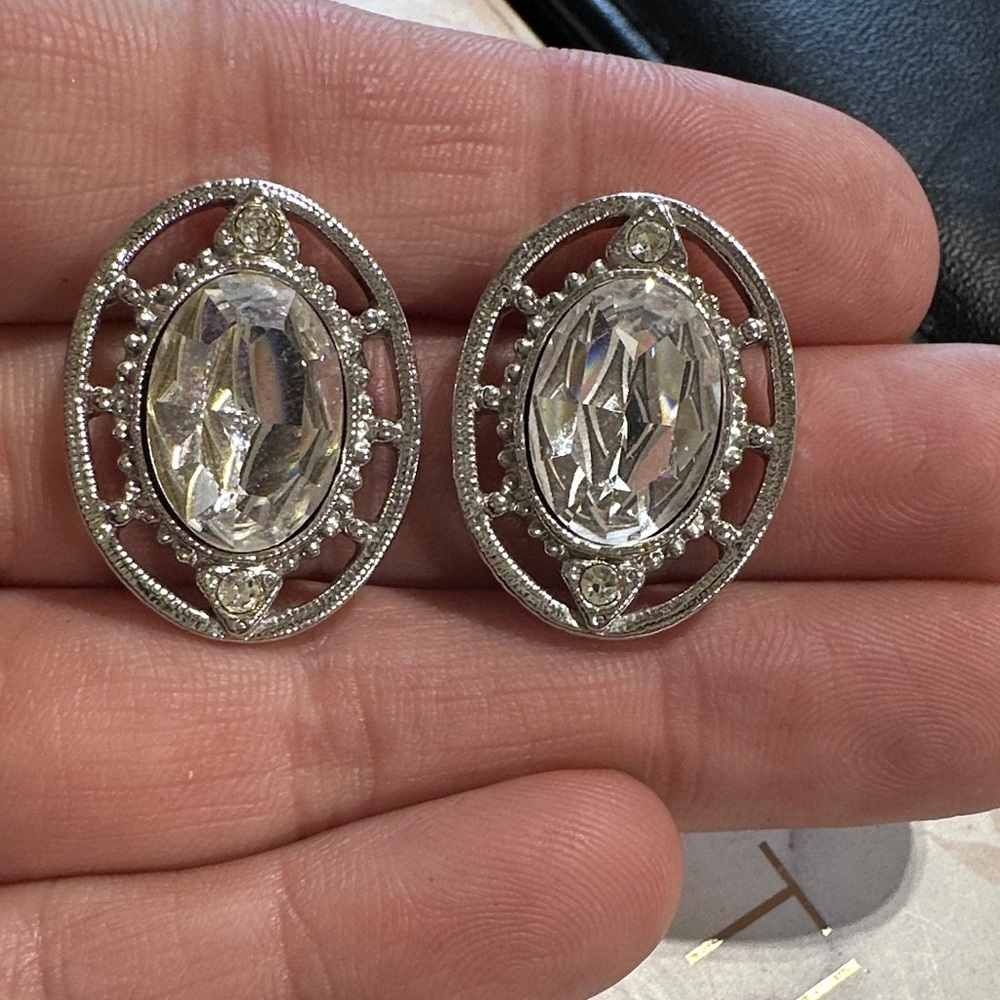 VTG 1928 Silver Crystal Earrings